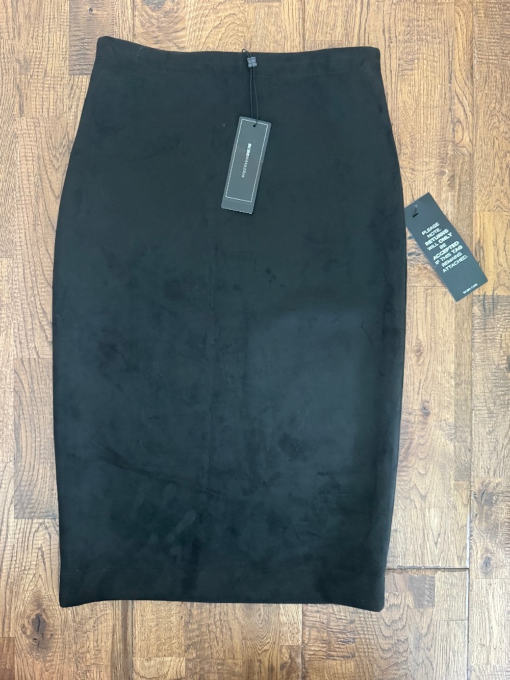 NWT BCBG MaxAzria Black Lyric Pencil Skirt Faux Suede Sleek Women's Size S